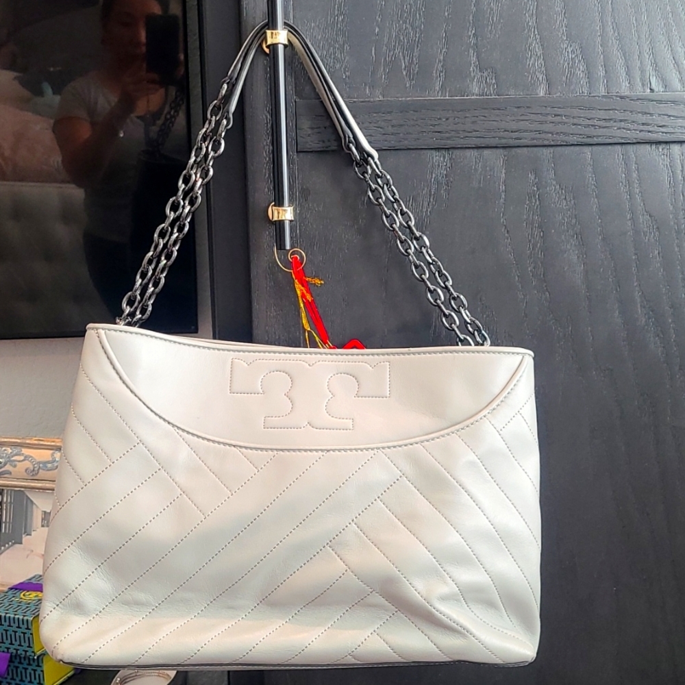 Tory burch grey handbag